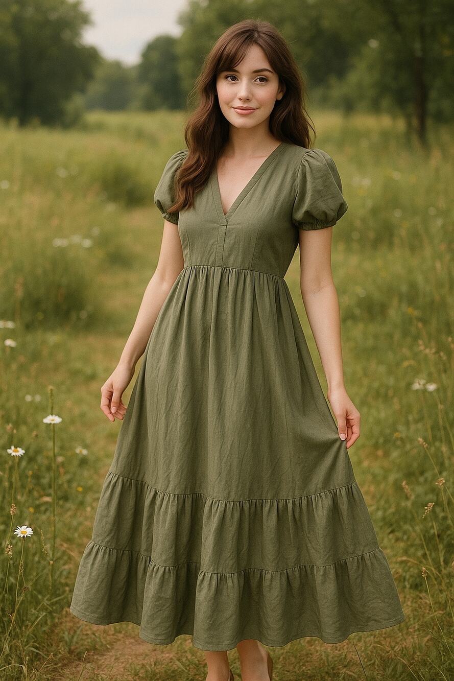 Hampton House Coco Dress in Mountain Blooms Green
